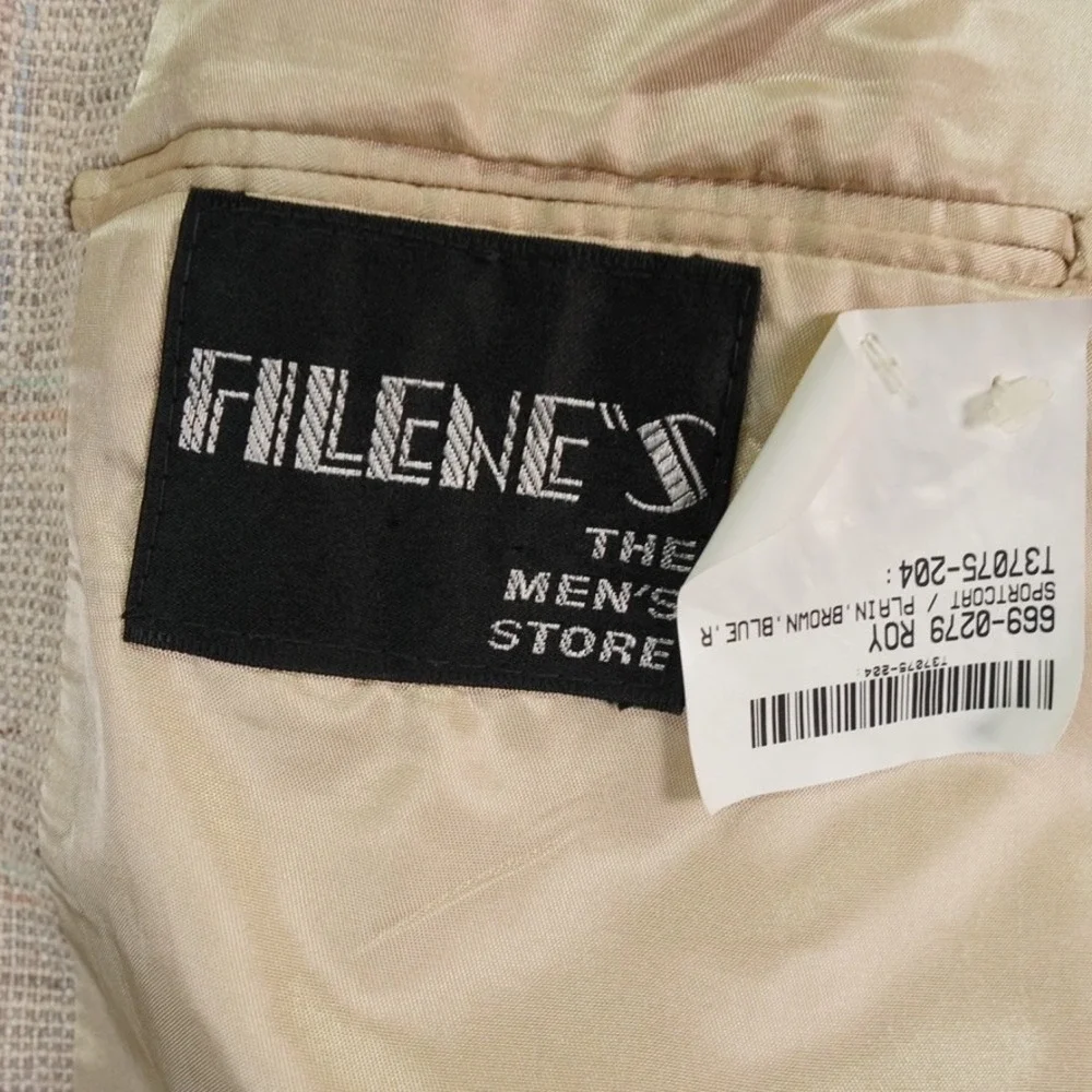 VTG Bill Blass Blazer Mens 42 Long? Sport‎ Coat Beige Textured Linen? USA Made